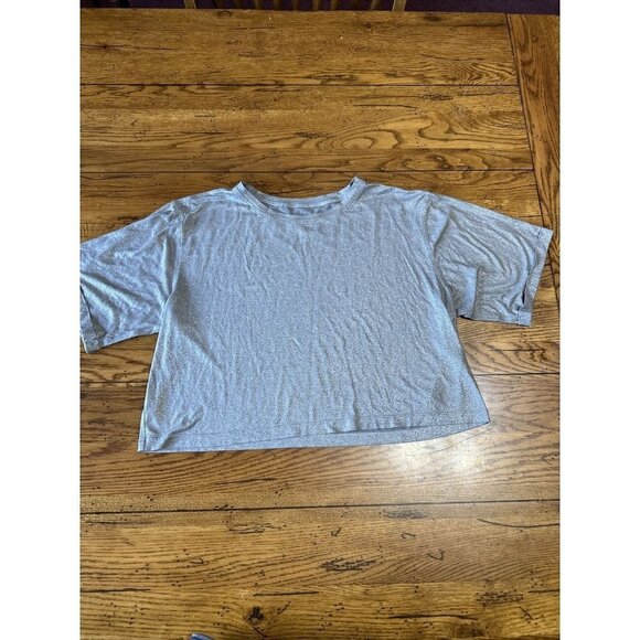 Lululemon X SoulCycle Womens 6?To The Beat Tee Luminosity Foil Print Grey Silver - Picture 1 of 7